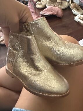 Janie and Jack Metallic Gold Glitter Kids Ankle Boots